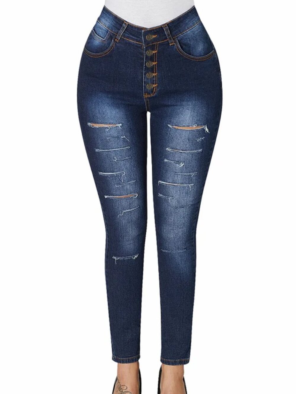 Roswear High Waisted Skinny Jeans NWT Blue Button Fly Sz Small US 4-6